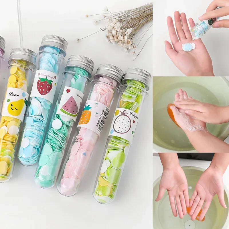 1_1763707085.webp Portable Disposable Soap Paper Flakes in Flower Tube Bottle | Travel-Friendly Handwashing Sheets for Outdoor & Daily Use - Image 5