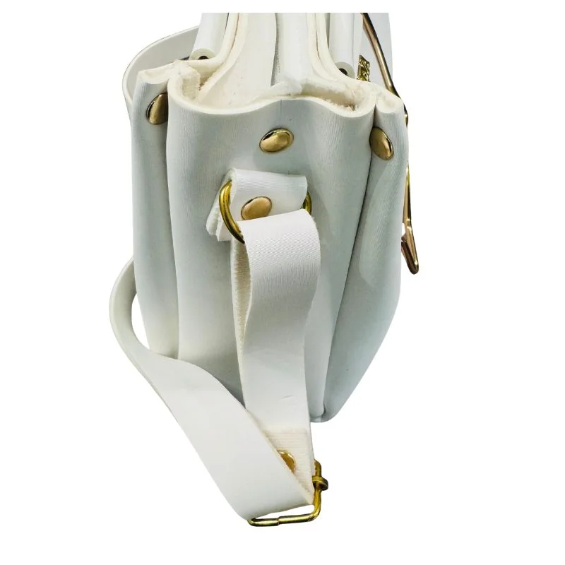 21_1769085068.webp White Elegant Cat Handle Handbag for Girls & Ladies | Stylish Shoulder & Crossbody Bag with Gold Accents | Adjustable Strap - Image 4