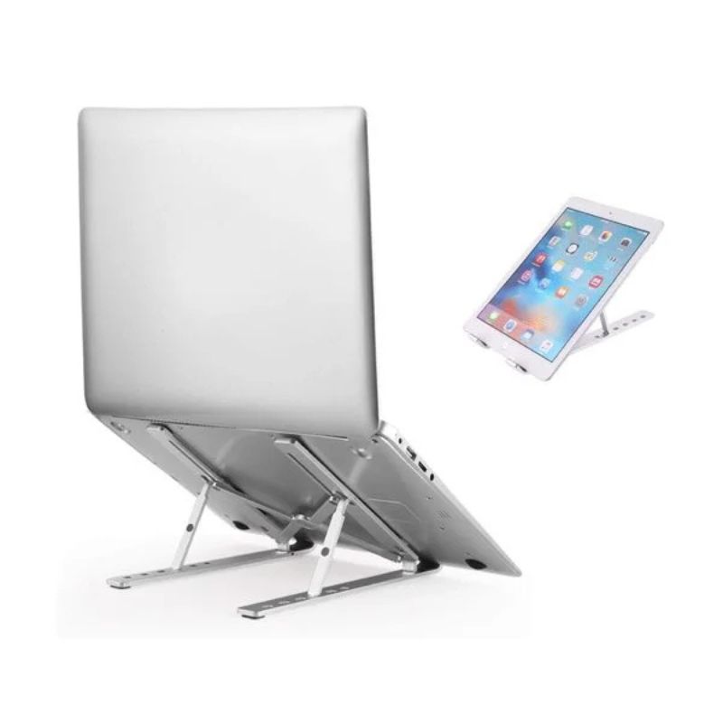 2_1740133607.jpg Premium Aluminum Foldable Laptop Stand | Sturdy, Adjustable, Portable | Silver & Black - Image 4