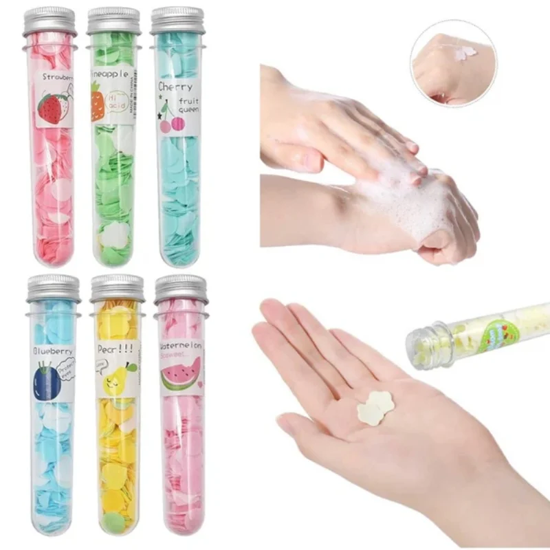 2_1763707085.webp Portable Disposable Soap Paper Flakes in Flower Tube Bottle | Travel-Friendly Handwashing Sheets for Outdoor & Daily Use - Image 4