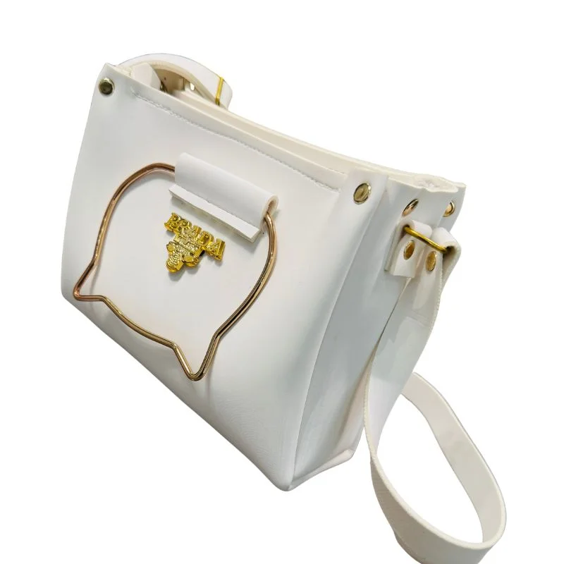 32_1769085068.webp White Elegant Cat Handle Handbag for Girls & Ladies | Stylish Shoulder & Crossbody Bag with Gold Accents | Adjustable Strap