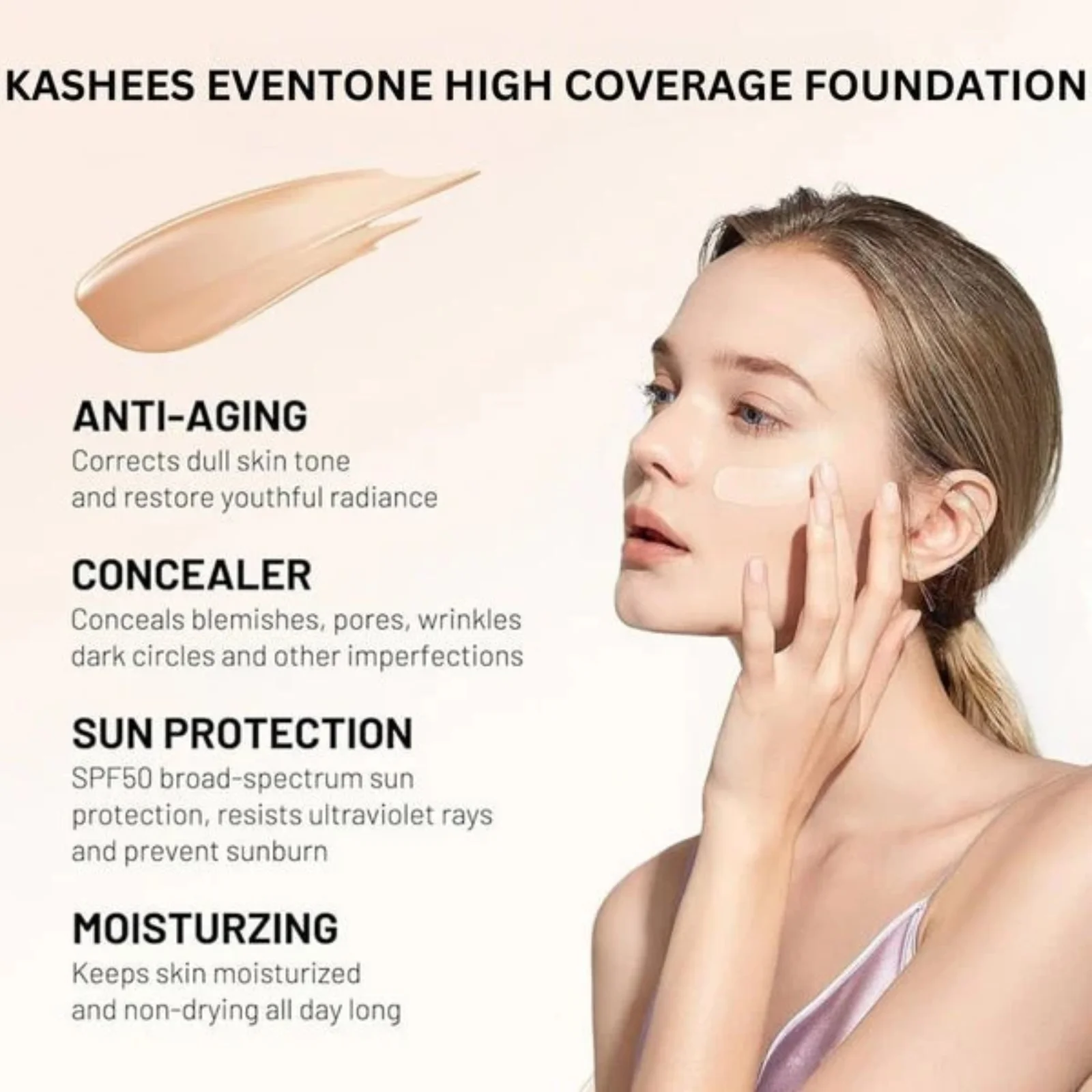 3_1754342729.webp Kashees Eventone Liquid Foundation | High Coverage Long Lasting Radiant Makeup Base 30 ml - Image 2