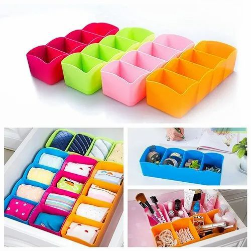 4-18_1726843700.jpg 5-Grid Multipurpose Divider Storage Box | Cosmetic, Jewelry & Kitchen Organizer | Random Colors