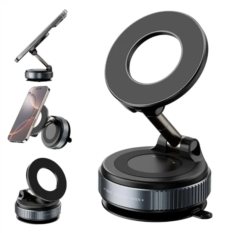 4_1756446141.webp Foldable Magnetic Car Phone Holder | 360° Rotating Suction Mount, Universal - Image 3