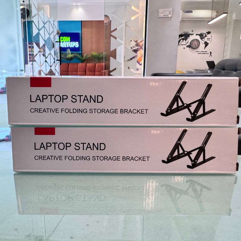 5_1740133608.jpg Premium Aluminum Foldable Laptop Stand | Sturdy, Adjustable, Portable | Silver & Black