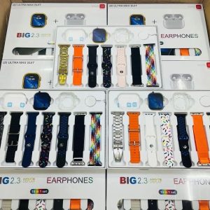 i20 Ultra Max Suit Smartwatch & Earbuds Combo | 10-in-1 Set with 7 Straps | Random Colors