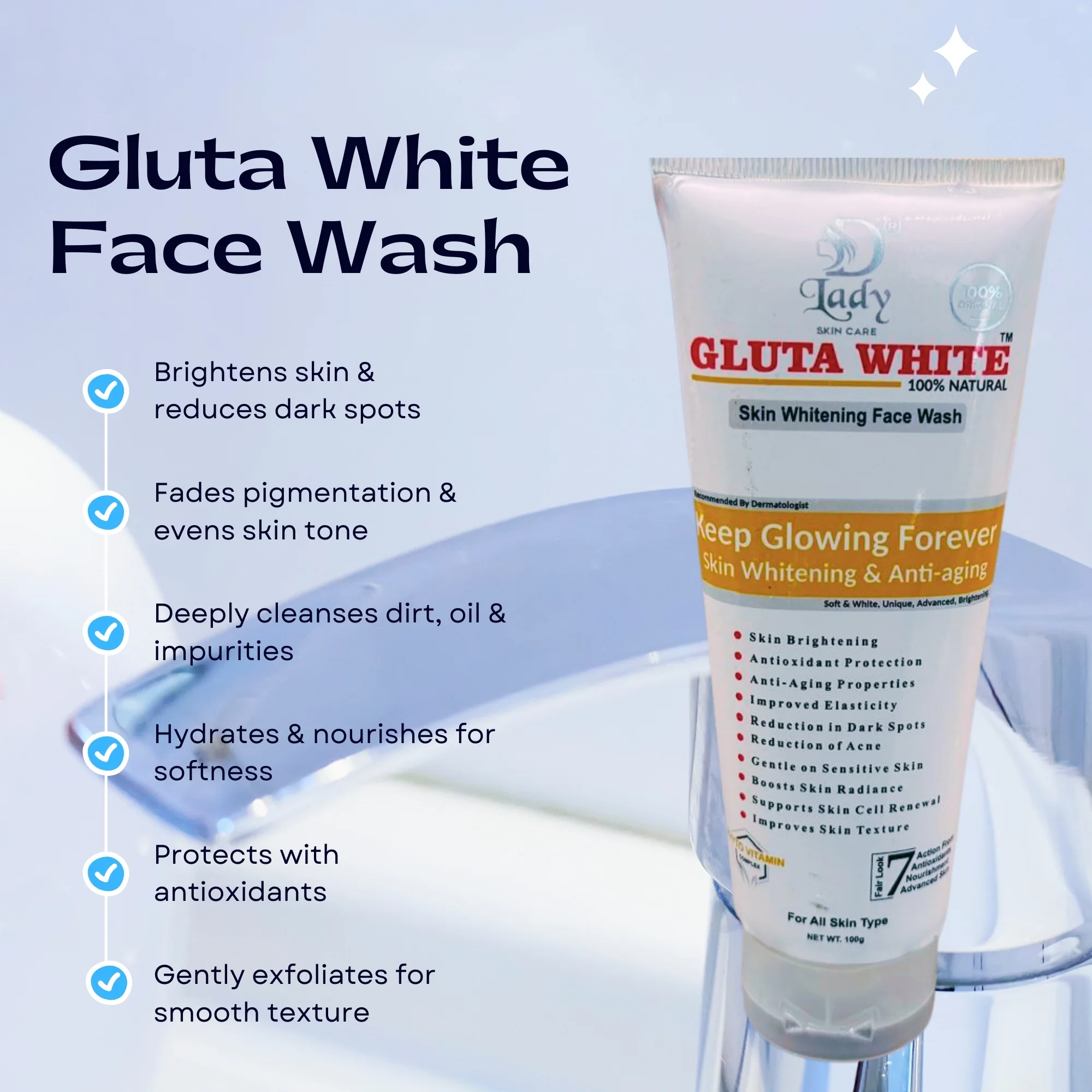 7_1757064348.webp Gluta White Skin Whitening Face Wash | 7-in-1 Brightening & Anti-Aging Formula - Image 2