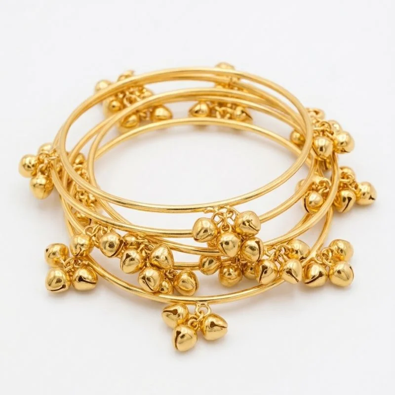 EasyToUse4_1773403159.webp Brass Gold Kashmiri Ghunghroo Bangles Set of 4 Pcs | Traditional Oxidized Indian Festival & Mehndi Jewelry