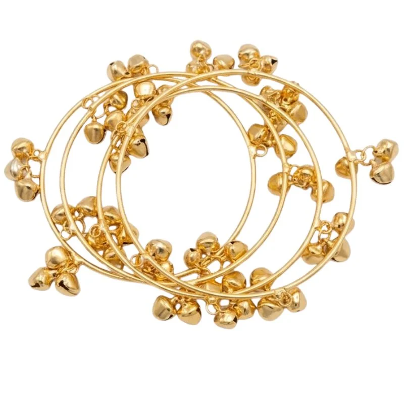EasyToUse5_1773403159.webp Brass Gold Kashmiri Ghunghroo Bangles Set of 4 Pcs | Traditional Oxidized Indian Festival & Mehndi Jewelry - Image 3