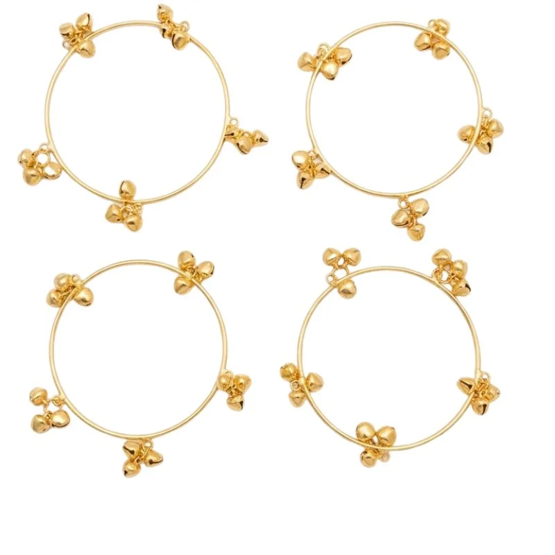 EasyToUse_1773403159.webp Brass Gold Kashmiri Ghunghroo Bangles Set of 4 Pcs | Traditional Oxidized Indian Festival & Mehndi Jewelry - Image 4