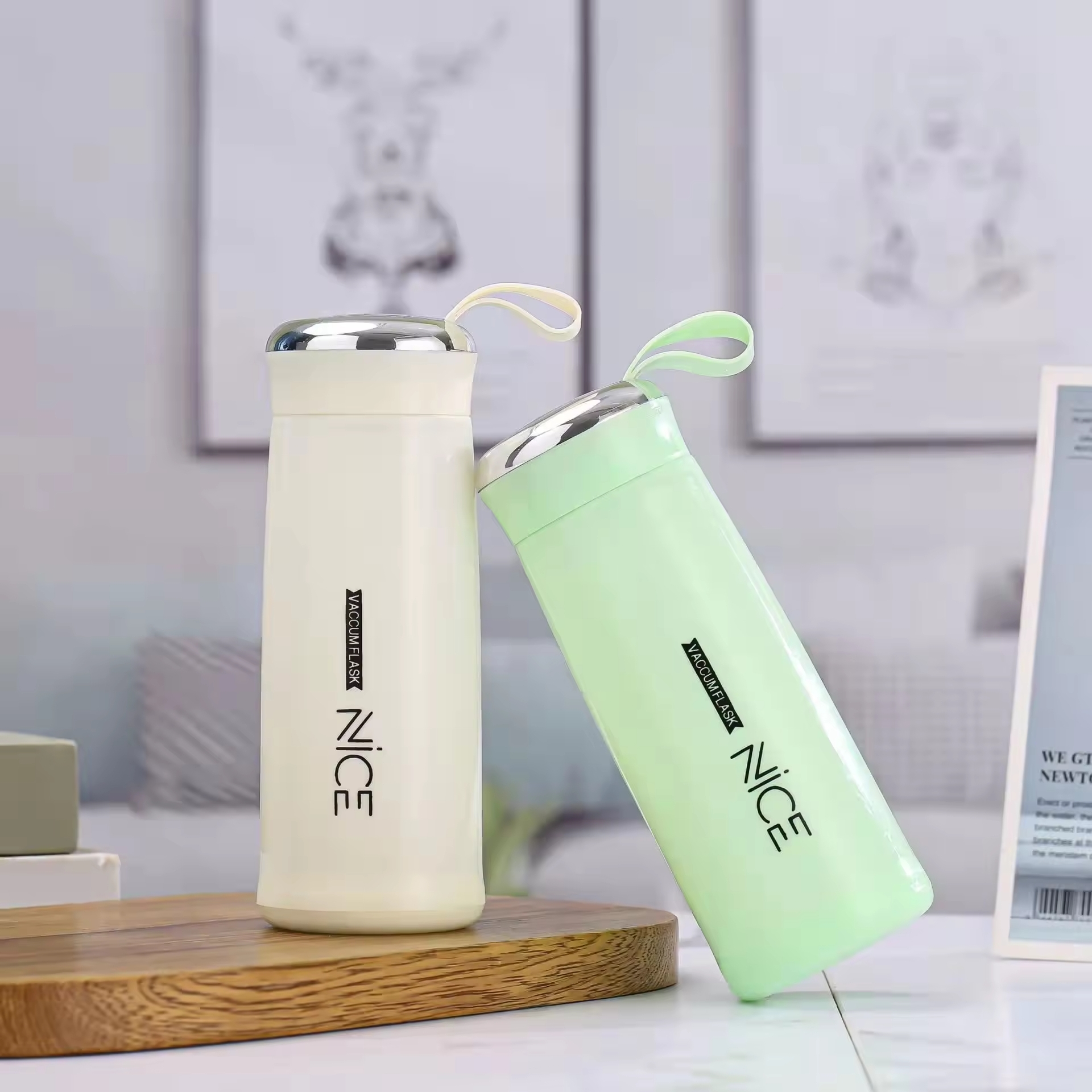 H9f1433ddb2884dc8b0ef390f2d1f961c5_1728912945.jpg Nice Bottle | 400ml Mini Flask Glass Water Bottle with Vacuum Insulation | Temperature Resistant | Random Colors - Image 4