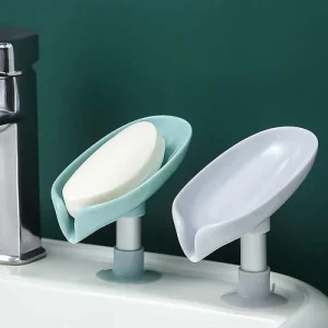 Leaf-Shaped Self-Draining Soap Holder | Stylish Waterfall Design with Suction Base for Bathroom & Kitchen | Random Colors