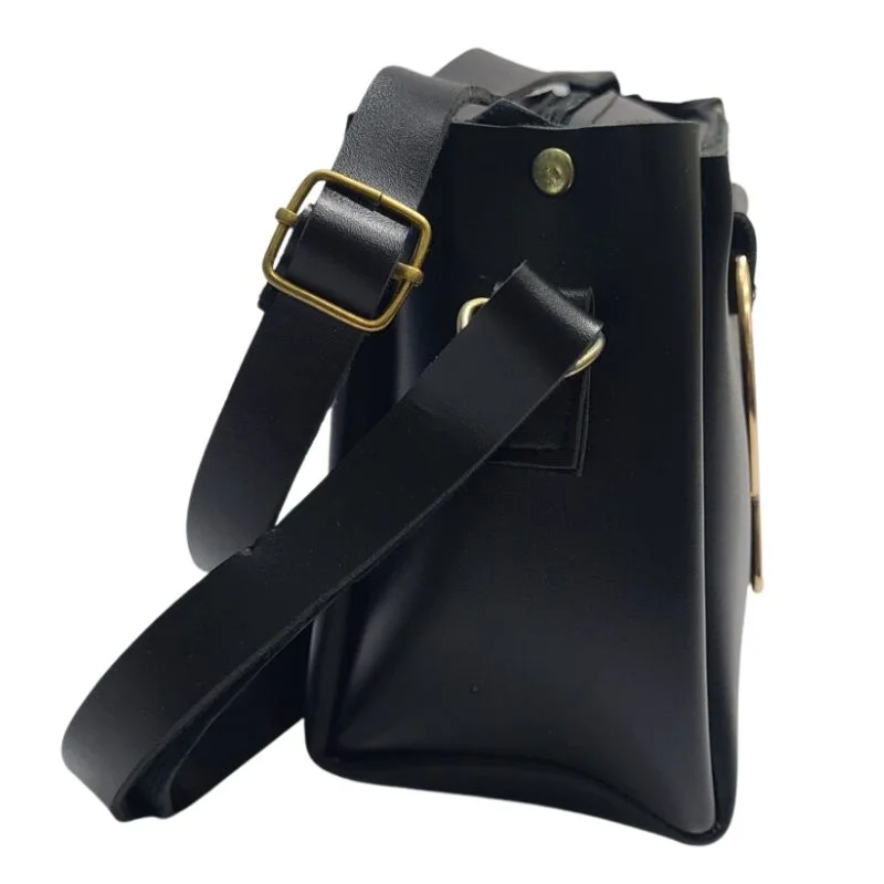 ProductImage-2025-12-13T181230.880_1765631828.webp Black Elegant Cat Handle Handbag for Girls & Ladies | Stylish Shoulder & Crossbody Bag with Gold Accents | Adjustable Strap - Image 2