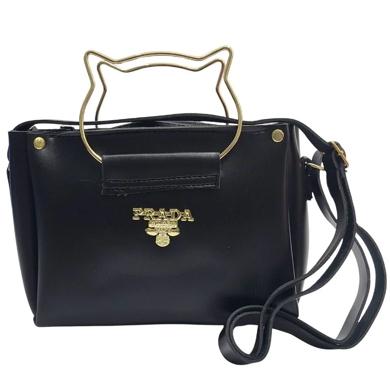 ProductImage-2025-12-13T181239.702_1765631828.webp Black Elegant Cat Handle Handbag for Girls & Ladies | Stylish Shoulder & Crossbody Bag with Gold Accents | Adjustable Strap - Image 3