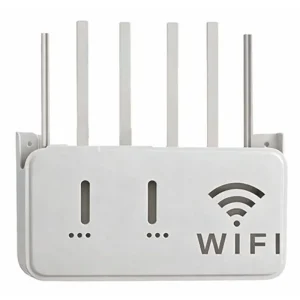 Light Gray WiFi Router Storage Box & Wall Mount Shelf  Universal Cable Organizer | Space-Saving Holder for Modem, Set-Top Box & Smart Devices | Home & Office Use