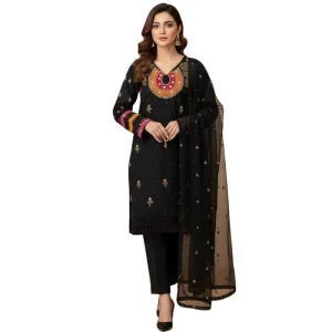 Organza 3-Piece Suit for Women | Unstitched  Handmade Aari Zari & Beads Work