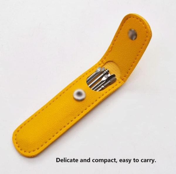 ear-wax-cleaning-tools-kit-set-with-leather-pouch-spring-curette-2_1729189956.jpg 6-Piece Ear Wax Cleaning Kit | Portable & Easy to Use - Image 5