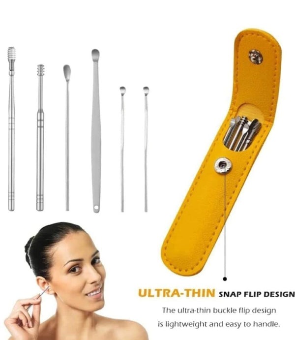 ear-wax-cleaning-tools-kit-set-with-leather-pouch-spring-curette-4_1729189956.jpg 6-Piece Ear Wax Cleaning Kit | Portable & Easy to Use - Image 4