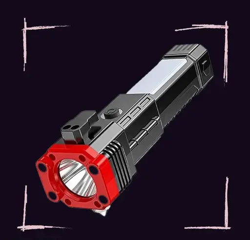 high-power-led-torch-light-rechargeable-flashlight-and-multifunctional-tactical-hammer-power-bank-to-charge-the-phone-with-box-random-color-6-4_1735732001.webp Rechargeable Tactical LED Flashlight | Power Bank with Safety Hammer - Image 2