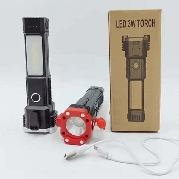 high-power-led-torch-light-rechargeable-flashlight-and-multifunctional-tactical-hammer-power-bank-to-charge-the-phone-with-box-random-color-6-5_1735732001.webp Rechargeable Tactical LED Flashlight | Power Bank with Safety Hammer